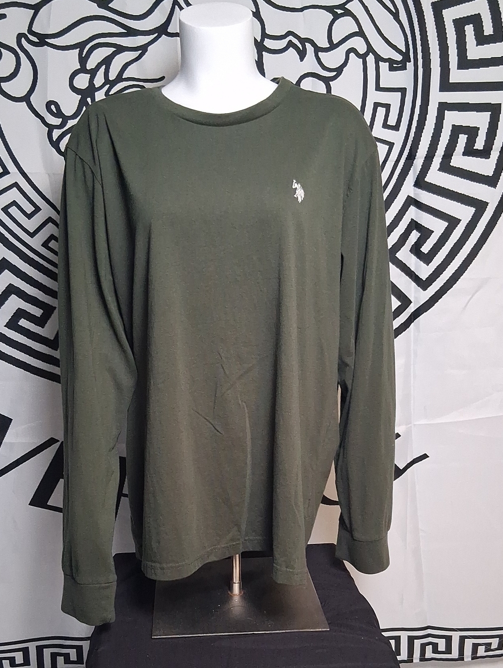 U.S. Polo Assn. Olive Green Long Sleeve Crew Shirt with Logo